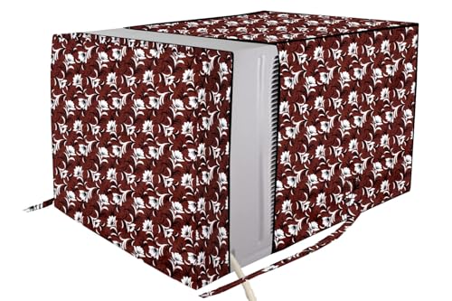 Image of The Furnishing Tree Elastic fit waterproof Polyester window ac cover suitable for Croma 1.5 Ton, Dustproof cover for inner and outer section, In CM: (55.88x71.12x45.72), Floral Pattern Magenta