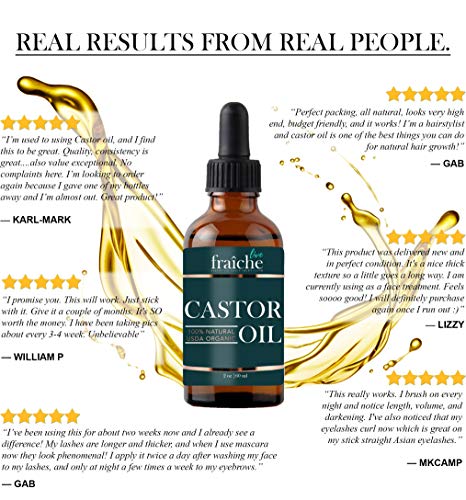 Organic Castor Oil for Face (2oz) + FREE Filled Mascara Tube, 100% Pure USDA Eyebrow Eyelash Growth Serum, Cold Pressed, Hexane Free Hair Lash Serum