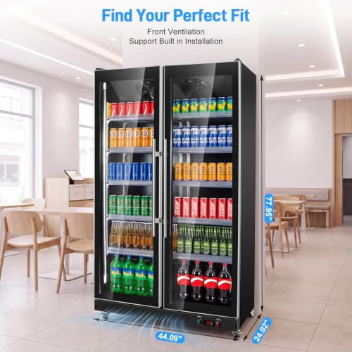 Image of 27.19cu.ft Commercial Beverage Refrigerator, Double Glass Door