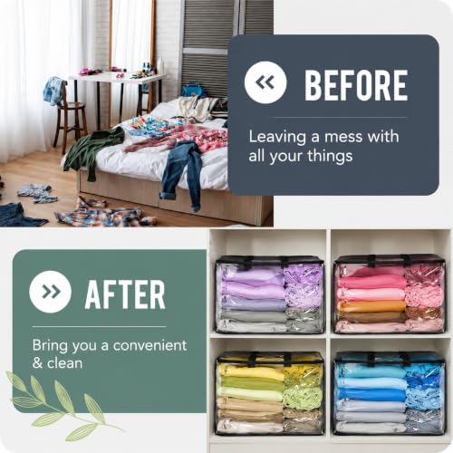 Image of Crasome Pack of 4 Transparent Storage Bag for Saree Covers,Clothes, Lehenga, Blankets, Bedsheets, Toys, Docs|Wardrobe Organizer|Clear Storage Box Bag - Plastic, 40x32x22 cm