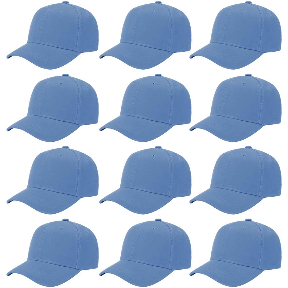 ZH Gorra de béisbol ajustable lisa, lote de 12 gorras unisex con diseño en blanco