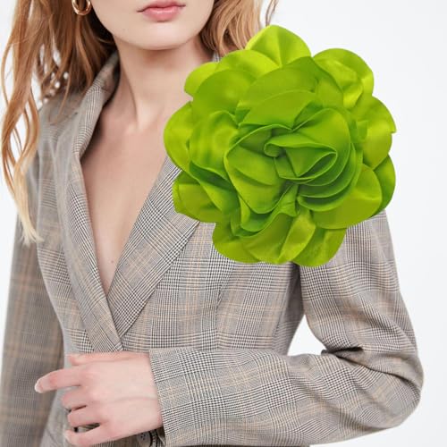Image of Dainty Fabric Rose & Camellia Flower Oversized Brooch Pins & Hair Clip - Large Lapel Pin, 4.3in /7.5in