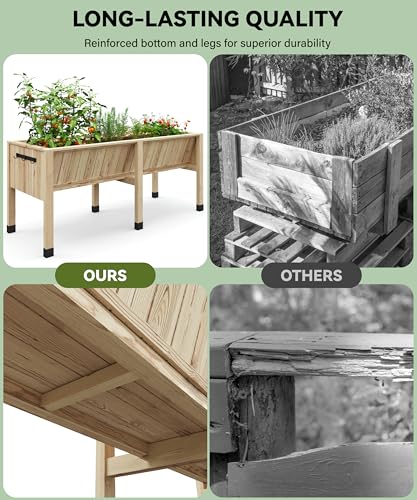 45x23x30 Inch Raised Garden Bed With Leg For Outdoor Growing Vegetables and Herbs, 6X2X2.5 Ft Elevated Wood Planter Box Stand With Hooks for Backyard, Patio, Balcony w/Non-Woven Liner, 13.7In Depth