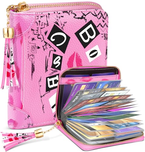 Bistup 40 Slots Credit Card Holder for Women Girls Cute RFID Blocking Card Organizer Leather Cardholder Protector for Lady Female Large Capacity Size Big Zipper Wallet Lips Cool Aesthetic Unique - Main Image