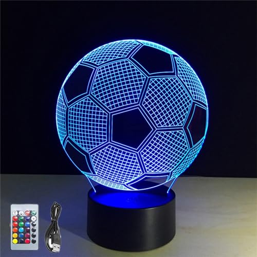 Lámparas De Pared, Toy Lampara para Futbol Niños, Lámpara de Colores 3D, Lampara para Niños Habitacion, 16 Colores con Control Remoto,Regalos para Niños y Niñas(Estilo Uno(16...