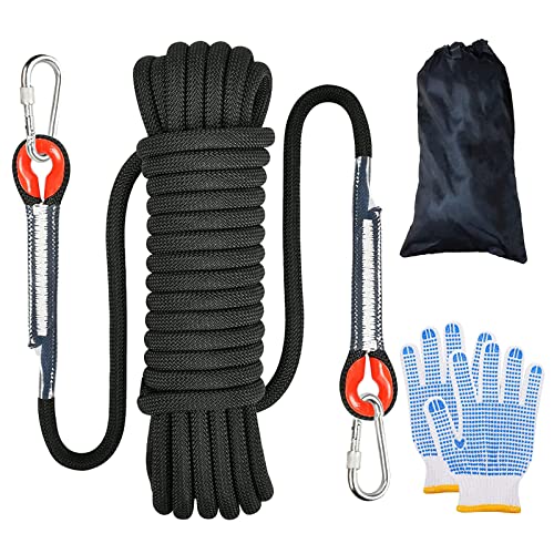 Multiusos Cuerda de Pesca, Cuerda de Rescate 12mm, Cuerda de Escalada al Aire Libre con 2 Mosquetones, Cuerda De ParacaíDas para Senderismo, MontañIsmo, Deportes Al Aire Libre, Camping Cover