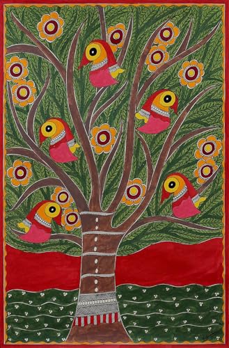 Peinture Madhubani Tree of Life II cadeau idéal art mural unique signé