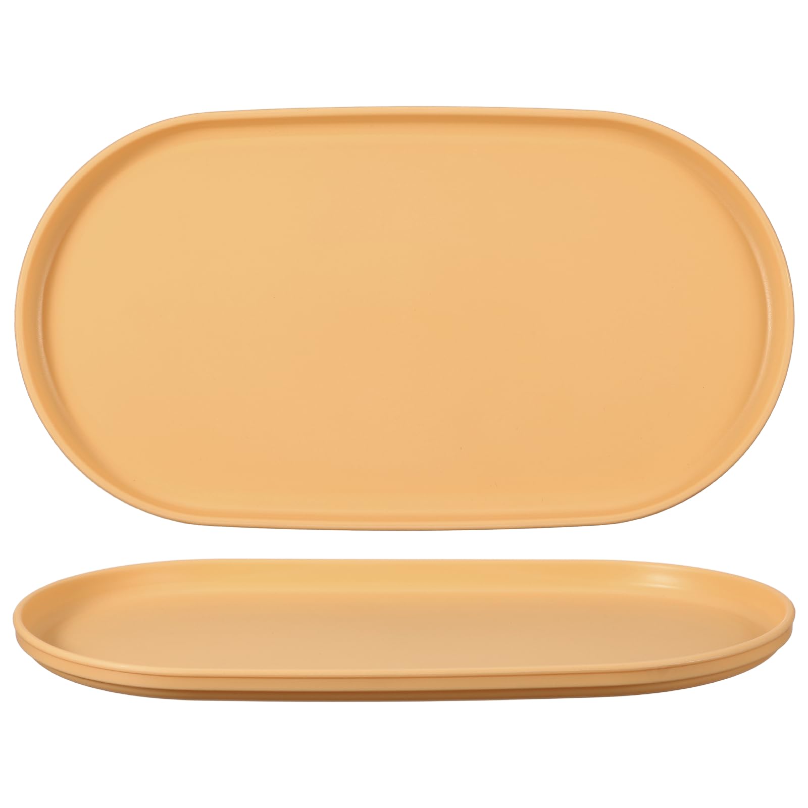 sourcing map 2Pcs Fast Food Serving Trays, 37.6x20.5cm Oval Reusable Restaurant Serving Trays for Kitchen Restaurant Coffee Fruit Burger Lunch Dessert, Creamy Yellow