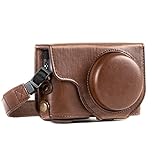 MegaGear MG1259 Ever Ready Leather Camera Case compatible with Panasonic Lumix DC-TZ95, DC-TZ90 - Dark Brown