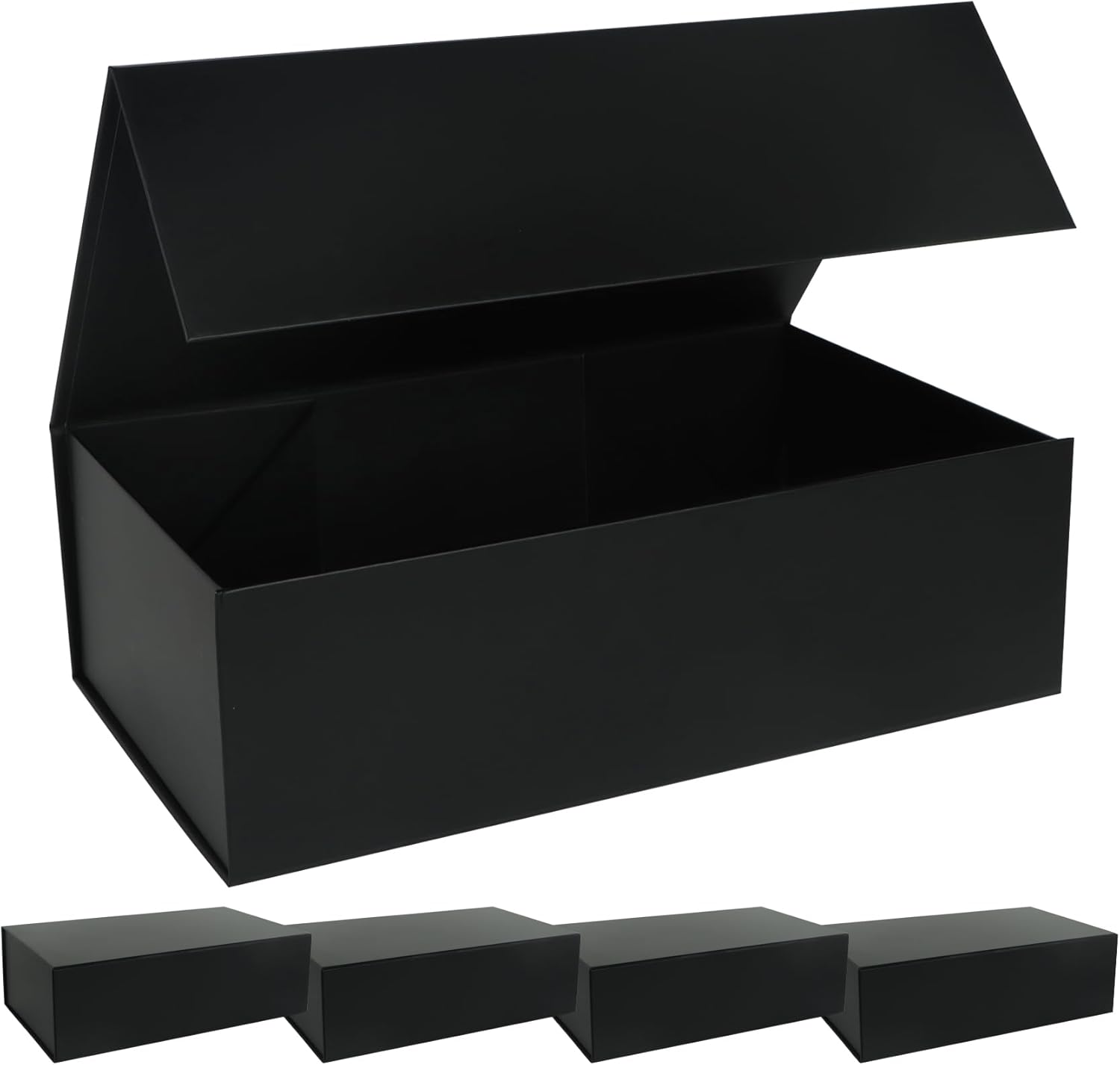 Black Gift Box with Magnetic Lids 13.8x8.3x4.4 in, Large Bridesmaid Groomsman Proposal Boxes, Rectangle Storage Box 5 Pack Black 1 Count (Pack of 5)