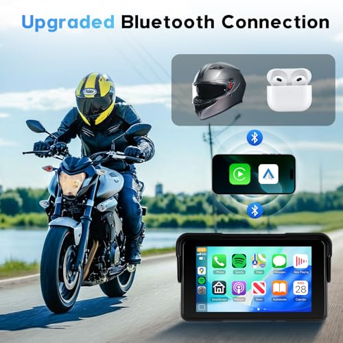 Image of 5-Inch Motorcycle CarPlay Screen Wireless Android Auto for Moto with GPS Navigation for Motorbike Bluetooth Voice Control Portable Moto Car Play Screen