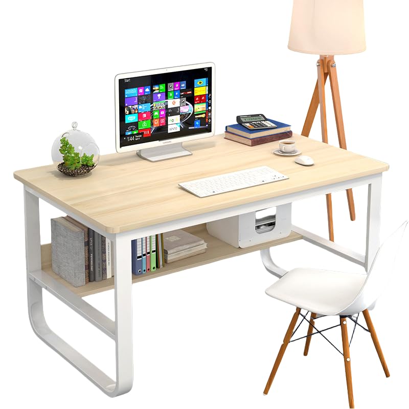 U Frame Computer TableStudy Table/Computer Desk with Shelf (Beige 100x60x73cm)