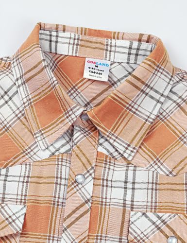 Image of COSLAND Boy's Toddler Cotton Western Short Sleeve Button Down Plaid Shirt, 4-14 Years