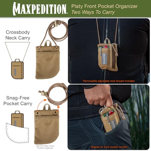 Image of MAXPEDITION Platy Pocket Organizer, Durable EDC Tool Pouch for Men, Neck Wallet with Paracord Lanyard, Holds Flashlight, Multitool, Pen, Notebook