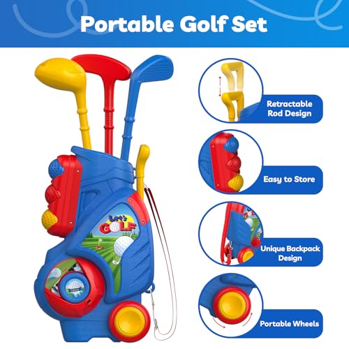 Image of Liberry Toddler Golf Clubs Set Toy for Boys Girls 1 2 3 4 Years Old, Blue