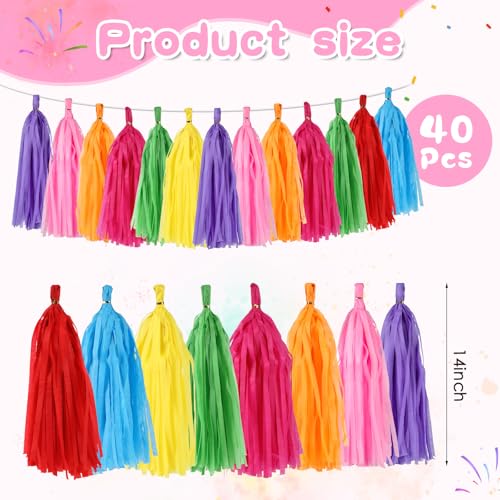 BestoFun Mexican Fiesta Tassel Garland Banner – 40 PCS Colorful Paper Tassels for Cinco de Mayo, Fiesta Party, Birthday, Wedding, Baby Shower and Party Decorations by BestoFun - Used condition - Image 3