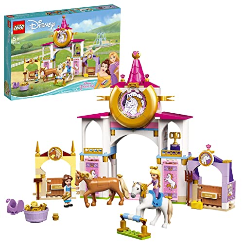 LEGO Disney Princess Le Scuderie Reali di Belle e Rapunzel, Set da Costruzione con Cavallo Giocattolo e Mini Bambole, 43195