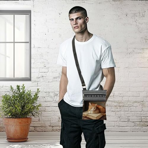 Orange Cat Printed Crossbody Bag Adjustable Shoulder Strap Messenger Bag Stylish Travel Crossbody Purse Birthday Gift Idea for Cat Lovers Women Men Teens Halloween Christmas Gift 5