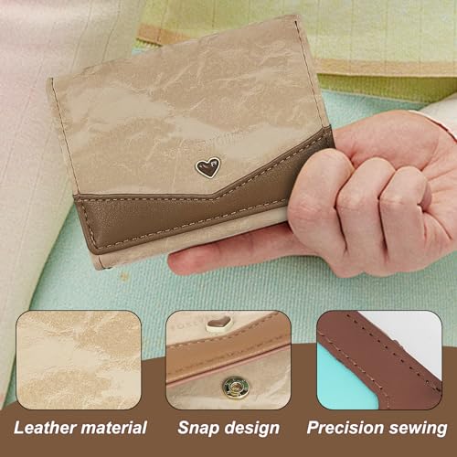 Woman Wallet, PU Leather Card Wallet With Button and ID Card Window Ladies Credit Card Wallet For Cards Cash(Brown)4