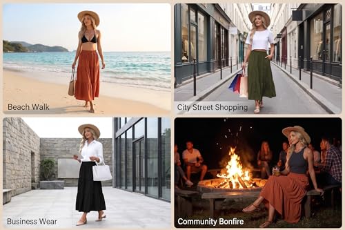 Image of Witsmile High Waist Tiered Skirts for Women Flowy Skirts for Women Long Length with Pockets 2026 Fashion Trendy