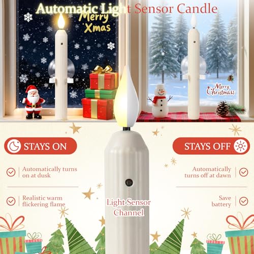 Velas de ventana con sensor crepuscular automáticas luces LED cónicas de Navidad a granel 4