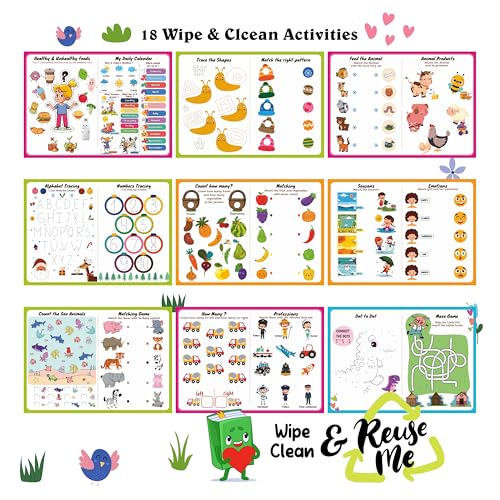 Image of Laadan My First Preschool Busy Book 32 Interactive Activities for 2-5 years old,Early Learning hook&loop Montessori quiet book with 100 Cutouts,cornered edges,Water&Tear proof Play book,velcro book
