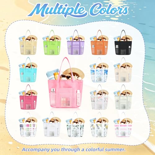 Bolso de playa personalizado con bordado de nombre | Bolso tote de malla grande para mujeres, ligero y plegable para viaje, playa, piscina y regalos de vacaciones de verano miniatura 4