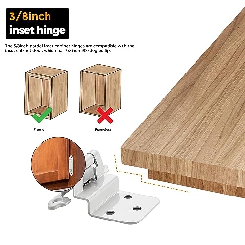Image of Ravinte 10 Packs (5 Pairs) 3 /8 inch Inset White Cabinet Hinge,Self Closing Hinges for Kitchen /Bathroom /Furniture Cabinets & Doors,Decorative Cabinet Hardware Kitchen Cabinet Hinge with Door Bumper
