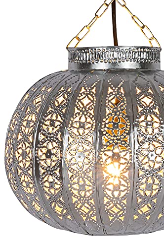 Orientalische Lampe Pendelleuchte Amestris Silber 24cm E27 Lampenfassung | Marokkanische Design Hängeleuchte Leuchte aus… – Bild 6