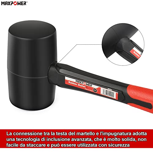 MAXPOWER 450gr Martello di Gomma Ø 60mm Martello