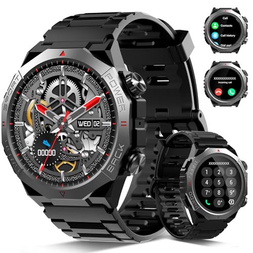 Smartwatch Herren Damen Militär Smart Watch mit Telefonfunktion 1 39HD Touchscreen IP68 Wasserdicht Sportuhr 110+Sportmodi Fitness Tracker Herzfrequenz Schlafmonitor Fitnessuhr für iOS Android