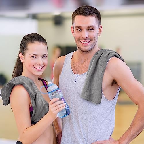 Image of Sassoon Microfiber Gym Towel (Set of 2, Grey) in 450 GSM for Men & Women Super Soft Towel, Fast Drying & Light Weight Ultra Absorbent Sports Towels, Use for Body and Face During Work & Travel