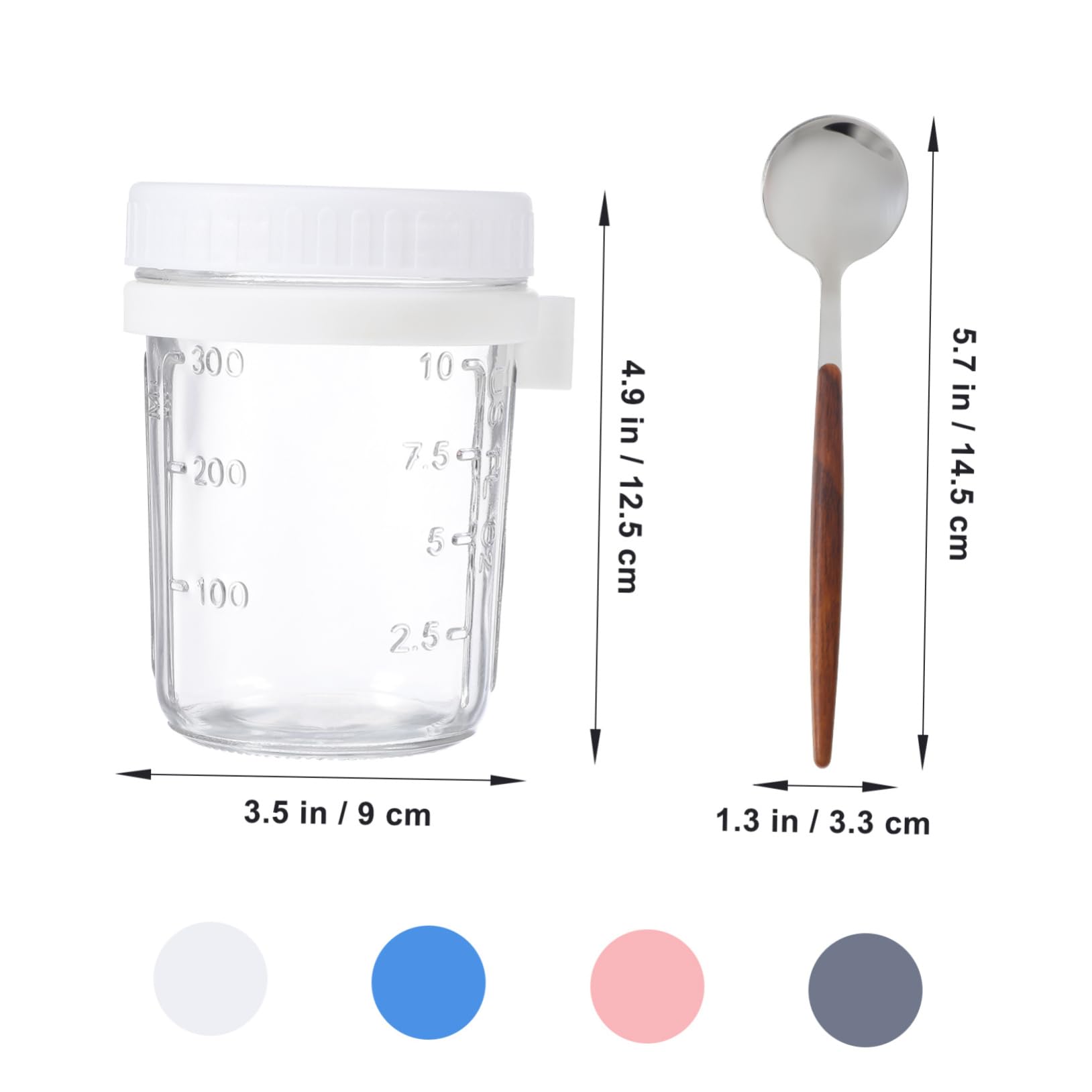Mikinona 4 Stück Overnight Oats Behälter mit Deckel und Löffel 400ml Glasbehälter für Lebensmittel Vorratsdose Glas mit Holzdeckel