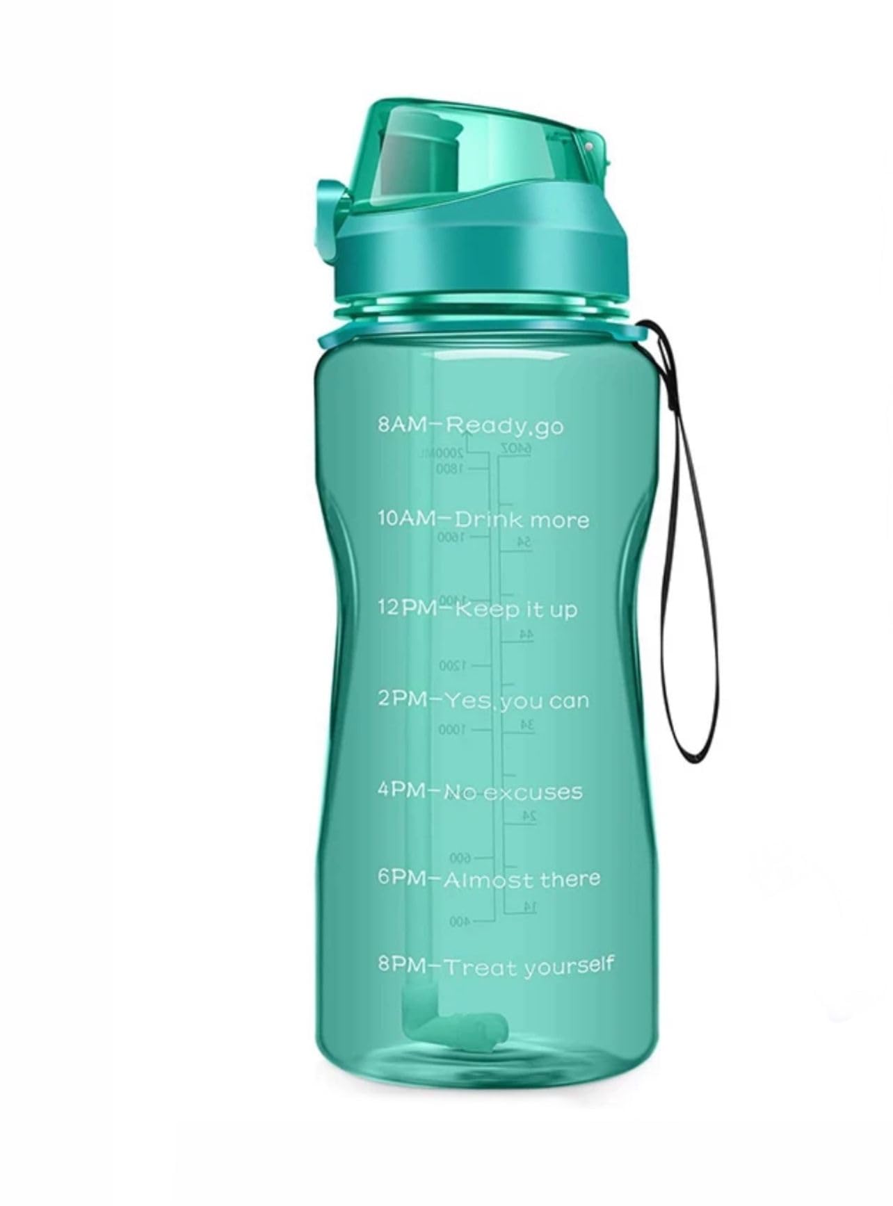 Water Bottle With Straw & Leakproof Flip Top Lid, BPA Free Water Jug With Time Marker