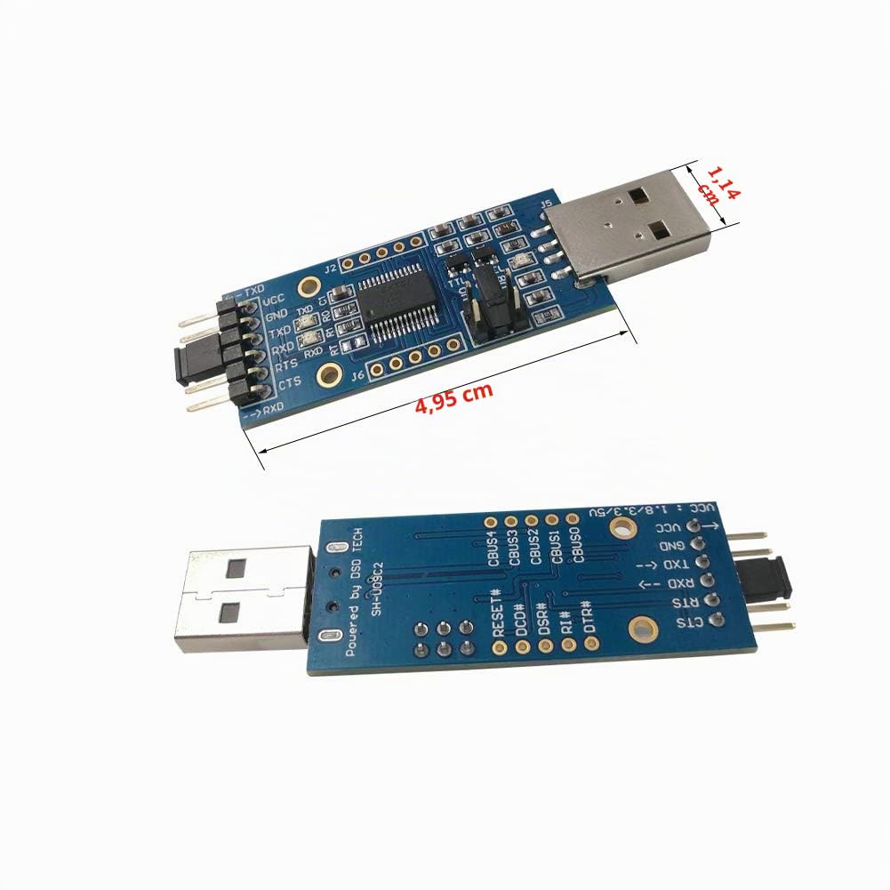 DSD TECH SH-U09C2 Adattatore da USB a TTL integrato FTDI FT232RL IC per il debug e la programmazione