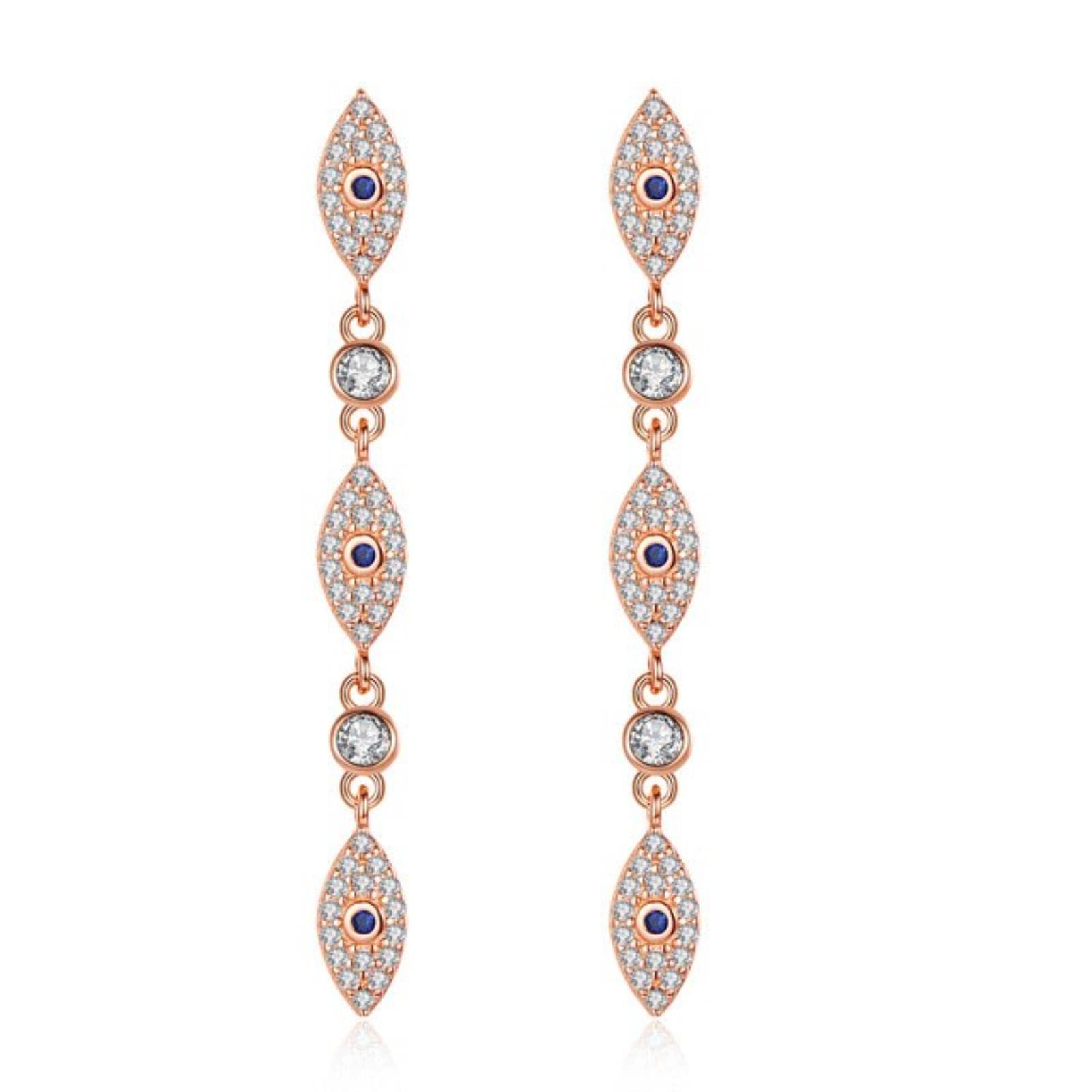 Pendientes Colgantes Largos De Ojo Malvado Para Mujer, Racimo De Cristal De Plata De Ley 925, Pendiente De Gota De Boda Blanco, Regalo De Joyería