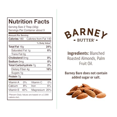 image for Barney Butter Almond Butter, Bare Crunchy, 10 Ounce Jar, No Added Suga