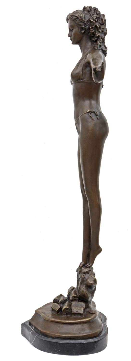 Statue Bronze Art Déco Femme – Sculpture Figurine Érotisme – Style Antique 19cm – Aubaho