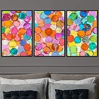 3 Piece Framed Canvas Wall Art Abstract Colorful Cool Geometric Canvas Prints Home Artwork Decoration for Living Room,Bedroom - 16