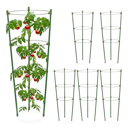 Relaxdays Tutores para Tomates, Pack de 6, Soportes Entutorar Pla...