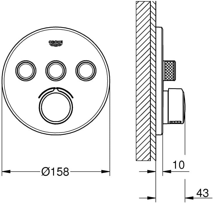 GROHE 29146000 | SmartControl Concealed Mixer | Round | 3 Valves