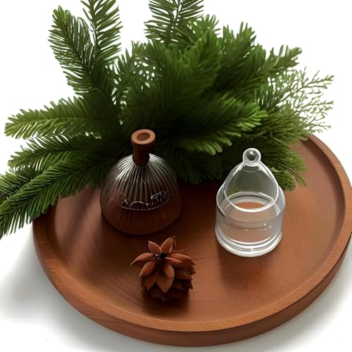 Image of WOOYNEX Round Decorative Tray Serving Trays for Food and Drinks Rustic Wooden Coffee Table Trays Home Decor Farmhouse Centerpiece One Set of Ottoman Kitchen countertops (Brown)