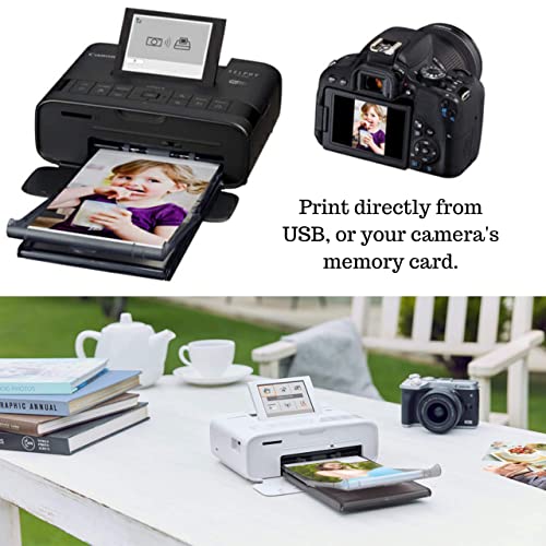 Canon Selphy Cp1300 Wireless Compact Photo Printer (Black) Rp-108 Color Ink Paper Set (108 Sheets Of 4 X 6 Paper) + Neego Printer Cable + Neego Print Protector (100 Pack) #TOP2