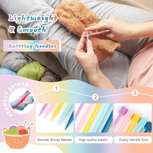 Image of Katech 14 pcs Knitting Needles Set, 4mm-10mm Single Pointed Knitting Needles for Beginners, 10 inch Straight Knitting Needle Size 10 for Knitting Sweater, Scarf(Stitches Won't Slip Off)