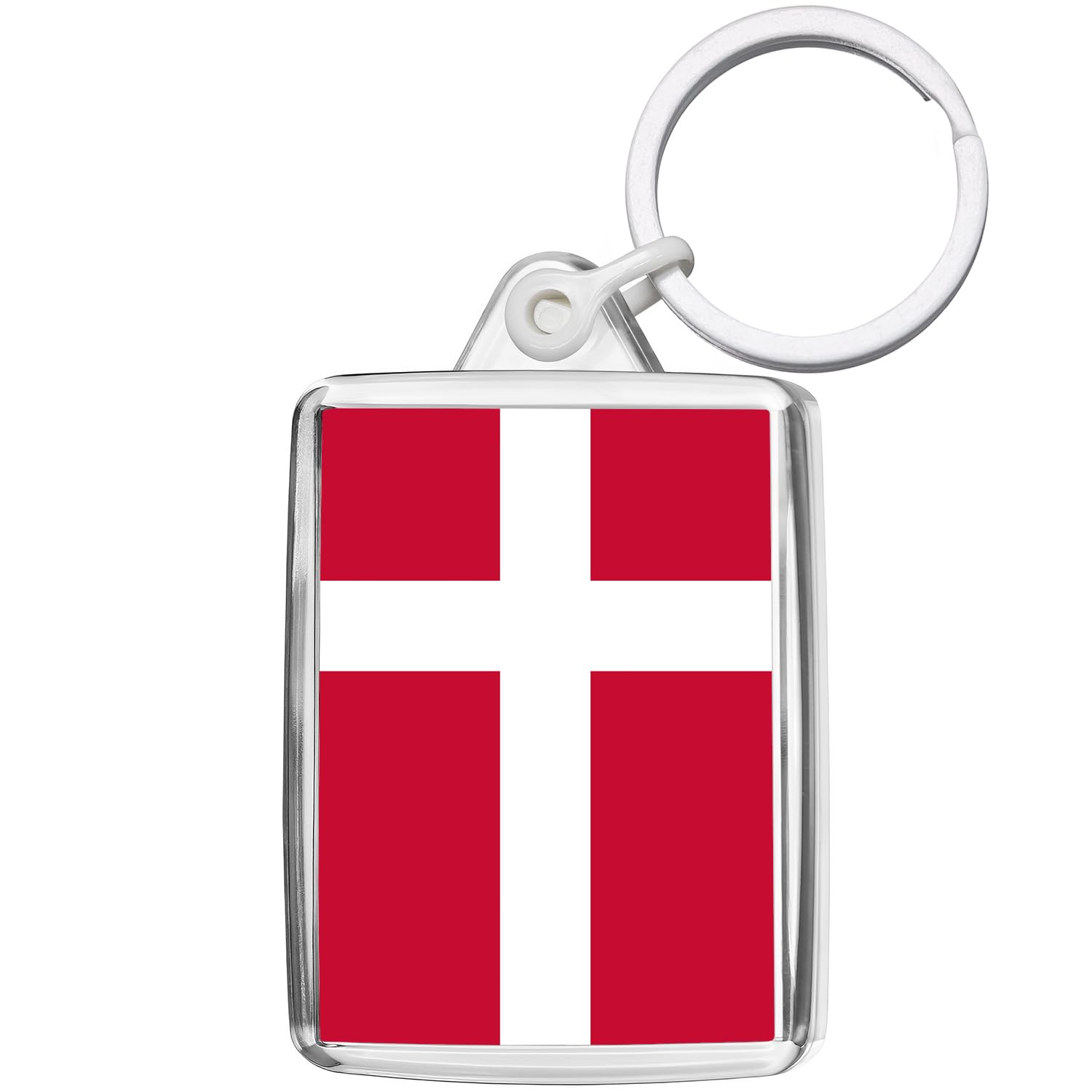 Pixly Unisex Clear Pixly® Denmark Flag Keyring Key Fob Country Keychain Keepsake Danish Souvenir Gift