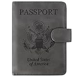 ACdream Passport and Vaccine Card Holder Combo, Cover Case with CDC Vaccination Card Slot, Leather Travel Documents Organizer Protector, with RFID Blocking, for Women and Men - Grey