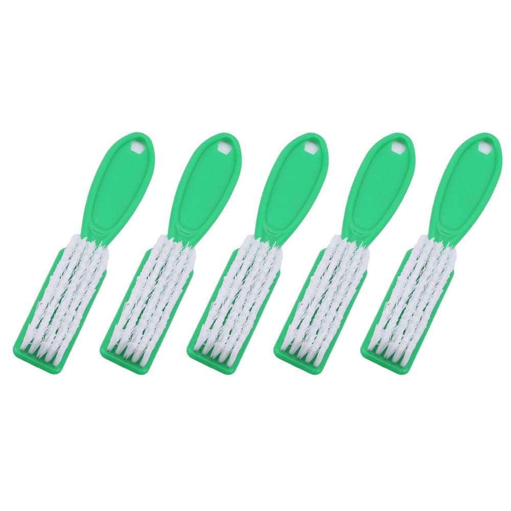 5 Pcs Nail Art Dust Clean Brush, Plastic Long Handle Fingernail Cleaning Scrubbing Brushes