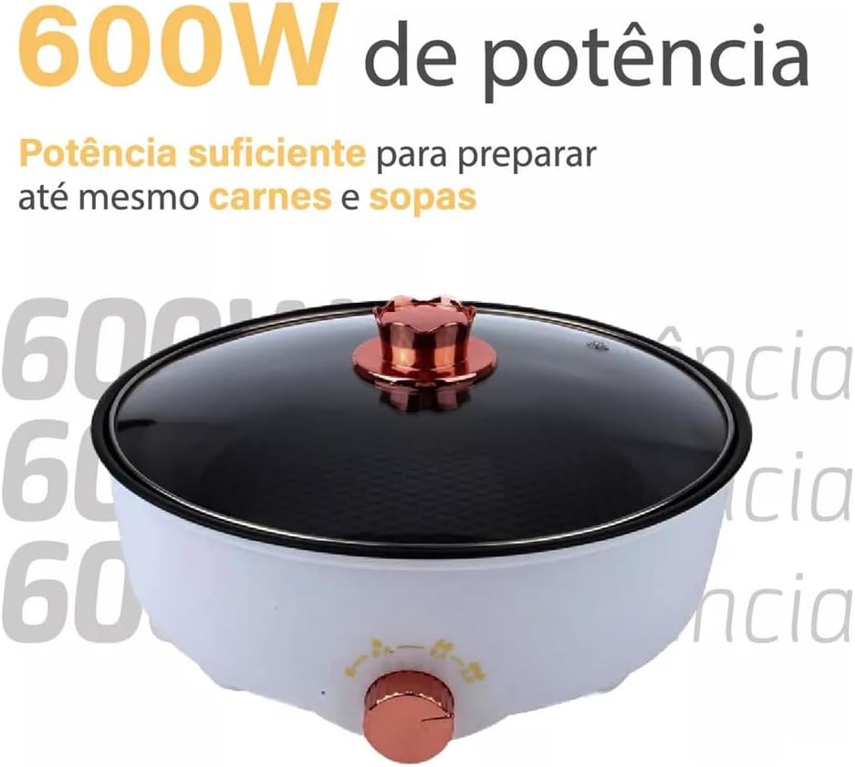 Panela Elétrica Portátil Grill Antiaderente Grande 110V 600w - imagem principal do produto