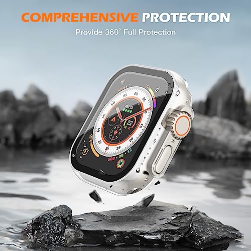 Image of Misxi [2 Pack] Waterproof Case with Button Designed for 49mm Apple Watch Ultra 3 (2025) / Ultra 2 / Ultra, Protective PC Cover with Tempered Glass Screen Protector for iWatch, Matte Transparent