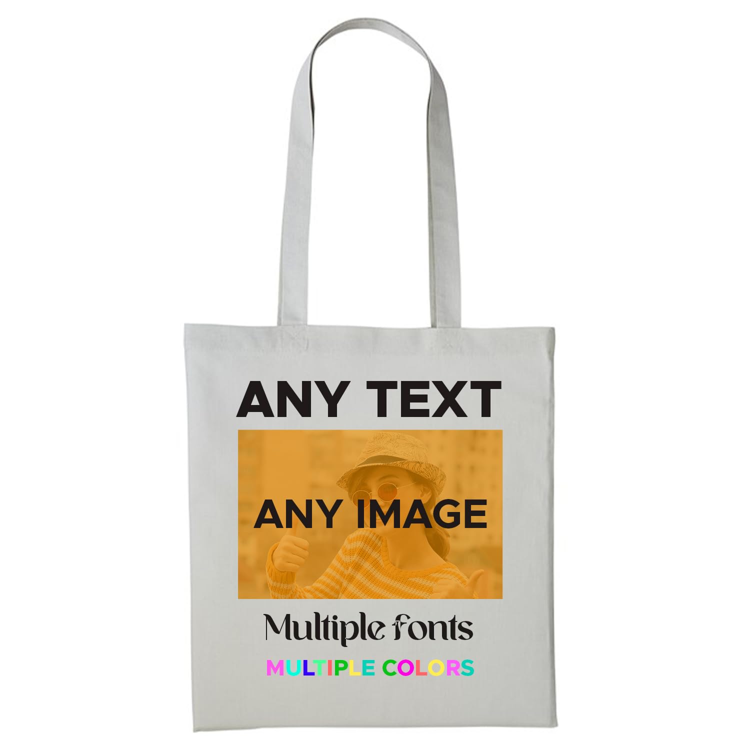 Gift Hub Personalised Tote Bags for Men & Women | Custom Cotton Tote Bag with Any Text and Image | Ideal for Teachers, Shopping, Work, and Beach | Multiple Colour, 38x42cm, 150 gsm - Pastel Grey